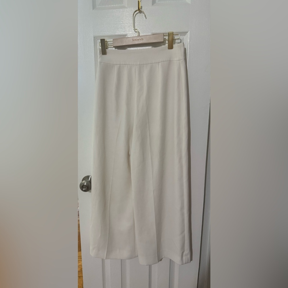 Zara Women Elegant Cream Wide-Leg Pants